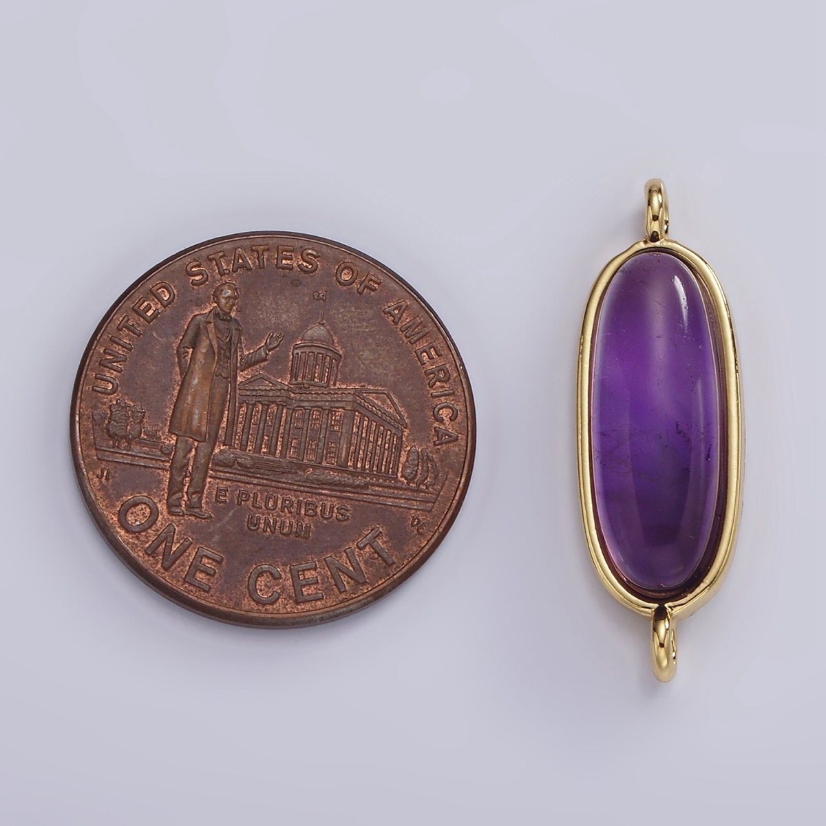 14K Gold Filled 24mm Natural Gemstone Oblong Bezel Connector | G229 - G237