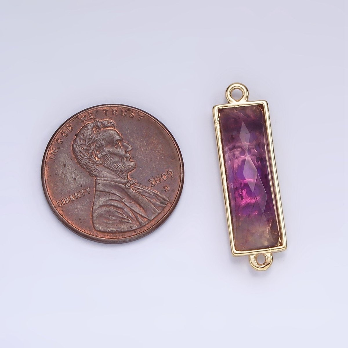 14K Gold Filled 25.5mm Labradorite, Lapis Lazuli, Amethyst Filigree Rectangular Connector | G-093 - G-095