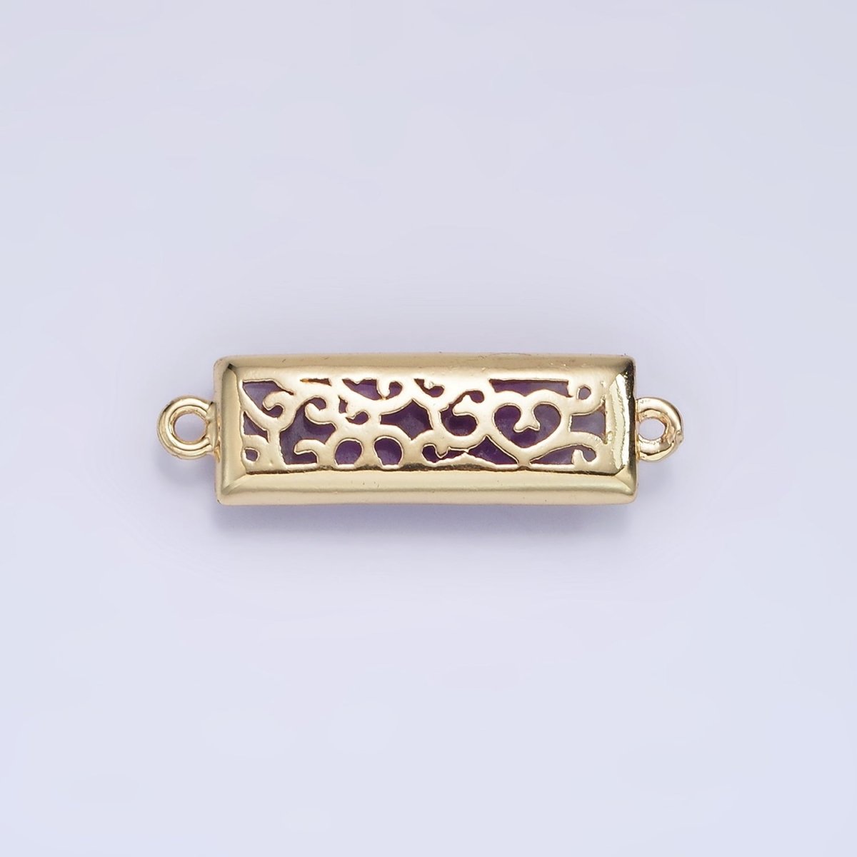 14K Gold Filled 25.5mm Labradorite, Lapis Lazuli, Amethyst Filigree Rectangular Connector | G-093 - G-095