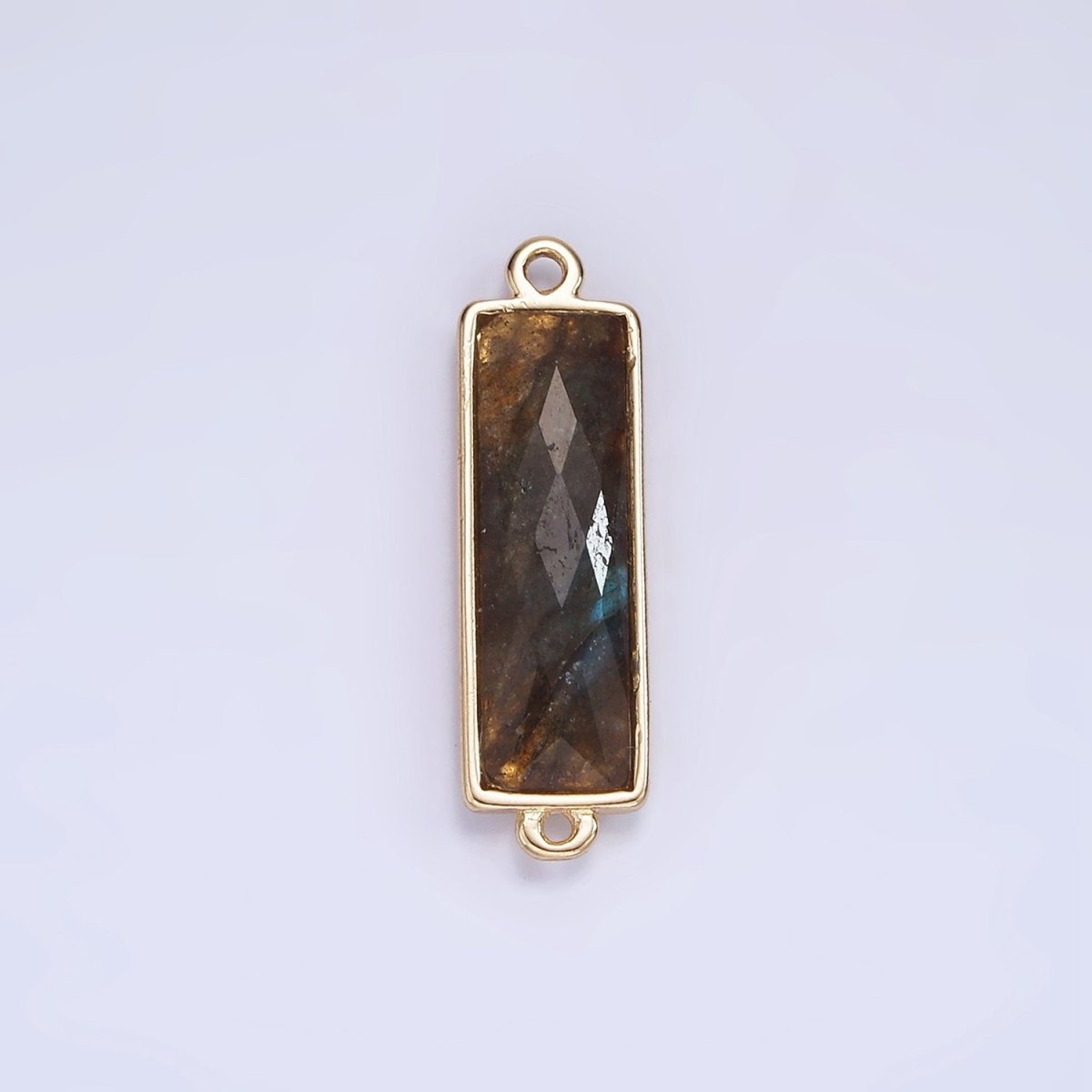 14K Gold Filled 25.5mm Labradorite, Lapis Lazuli, Amethyst Filigree Rectangular Connector | G-093 - G-095