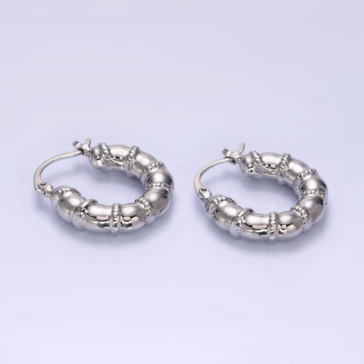 14K Gold Filled 25mm Abstract Chubby Rope Tied French Lock Latch Earrings in Gold & Silver | AE077 AE078
