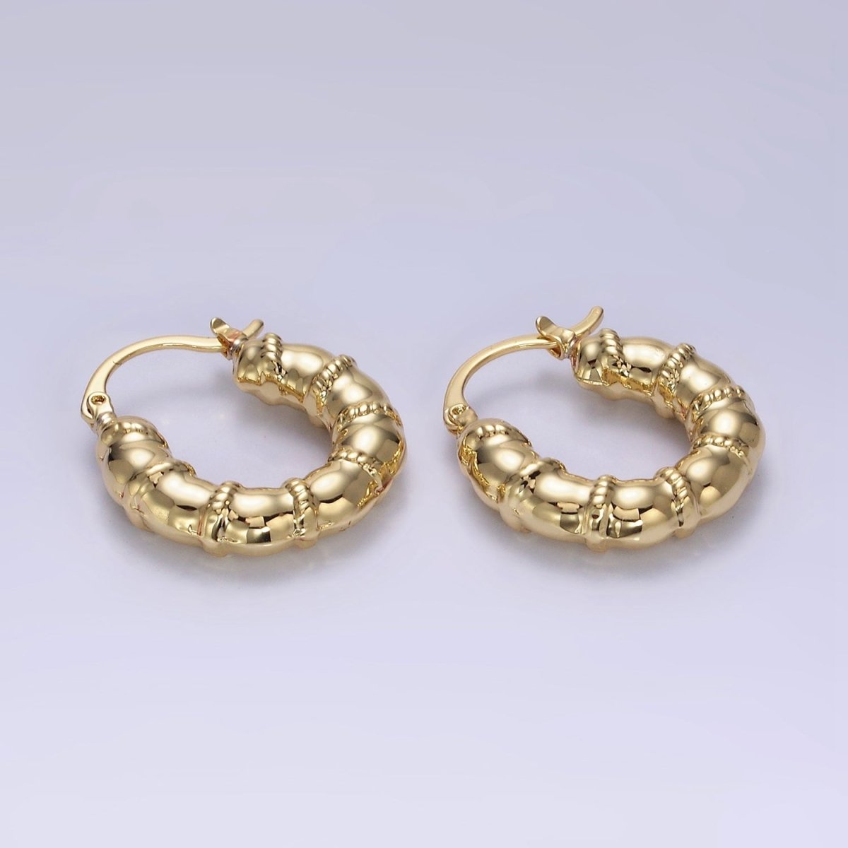 14K Gold Filled 25mm Abstract Chubby Rope Tied French Lock Latch Earrings in Gold & Silver | AE077 AE078