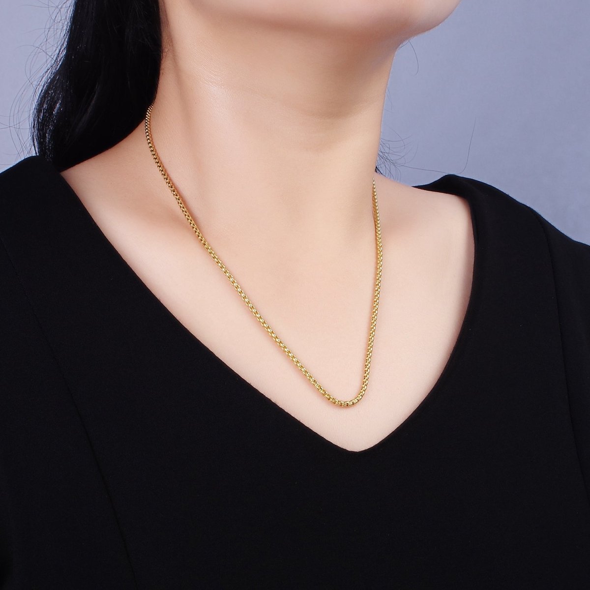 14K Gold Filled 2.5mm Chubby Box Chain 18 Inch, 16 Inch Layering Choker Necklace in Gold & Silver | WA-2220 - WA-2223 Clearance Pricing