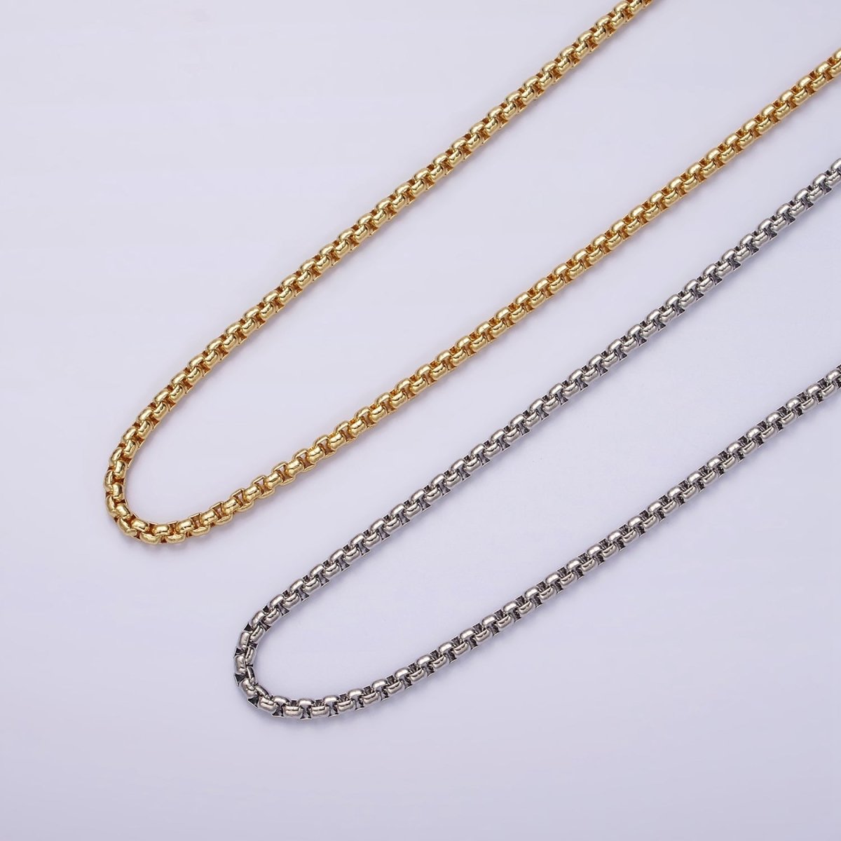 14K Gold Filled 2.5mm Chubby Box Chain 18 Inch, 16 Inch Layering Choker Necklace in Gold & Silver | WA-2220 - WA-2223 Clearance Pricing