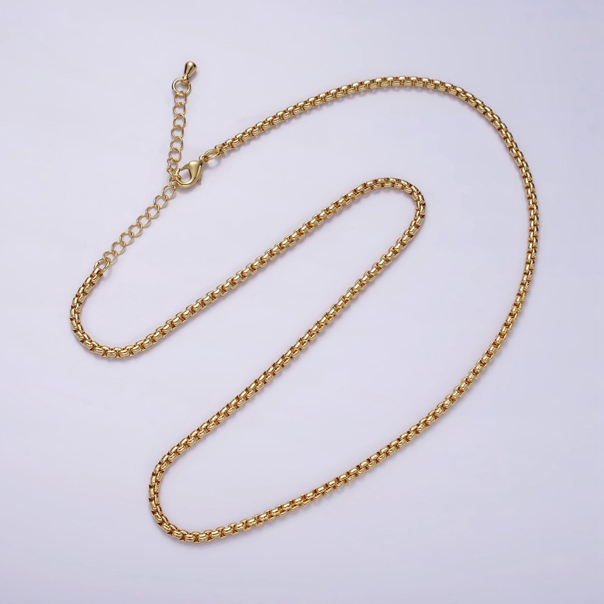 14K Gold Filled 2.5mm Chubby Box Chain 18 Inch, 16 Inch Layering Choker Necklace in Gold & Silver | WA-2220 - WA-2223 Clearance Pricing