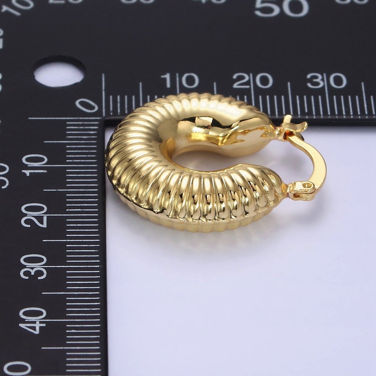 14K Gold Filled 25mm Chubby Croissant French Lock Latch Earrings in Gold & Silver | AE073 AE074