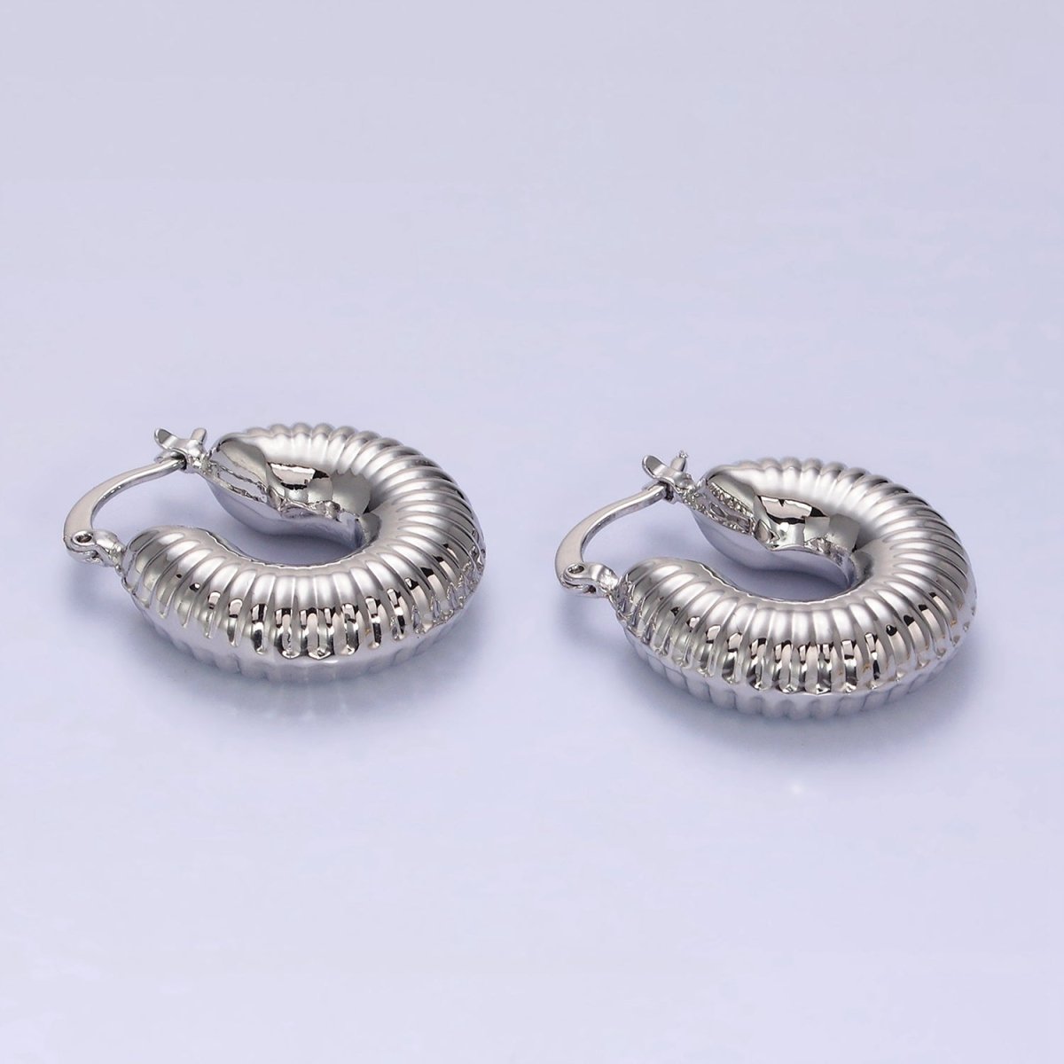 14K Gold Filled 25mm Chubby Croissant French Lock Latch Earrings in Gold & Silver | AE073 AE074