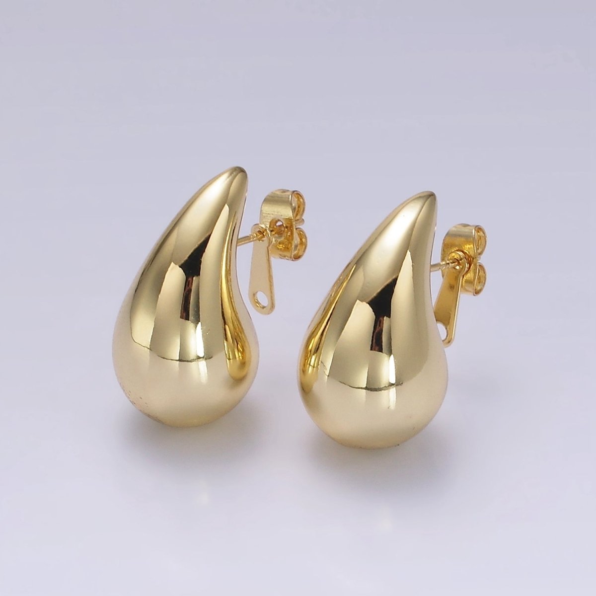14K Gold Filled 25mm Chunky Modern Teardrop Stud Earrings in Gold & Silver | V-283 V-308