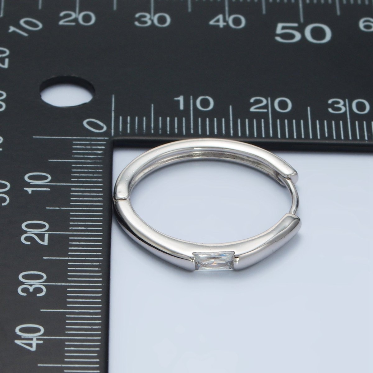 14K Gold Filled 25mm Clear Baguette CZ Endless Hoop Earrings | AD1126 AD666