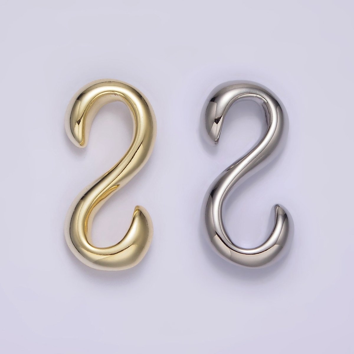 14K Gold Filled 25mm Curved Minimalist S-Hook Closure Findings Supply in Gold & Silver | Z656