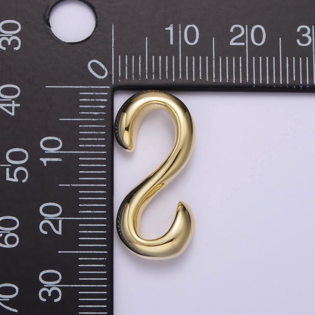 14K Gold Filled 25mm Curved Minimalist S-Hook Closure Findings Supply in Gold & Silver | Z656