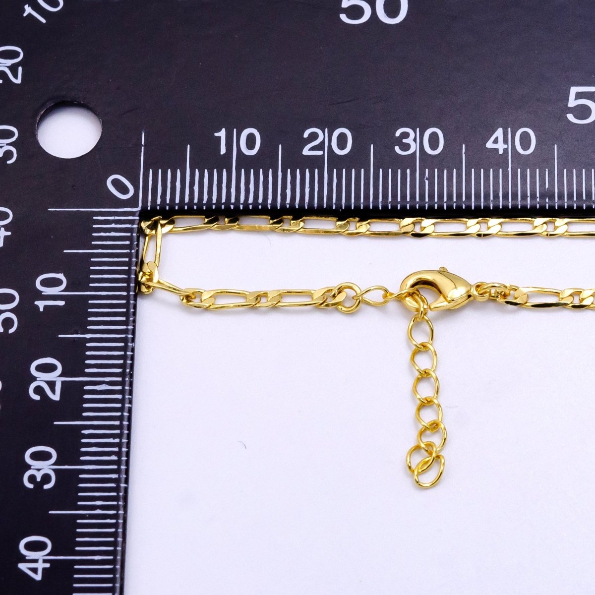 OS 14K Gold Filled 2.5mm Figaro Chain 6 Inch Bracelet w. Extender | WA-2449
