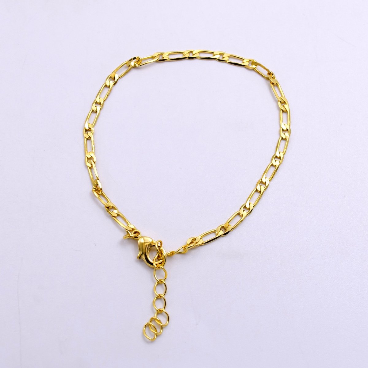 OS 14K Gold Filled 2.5mm Figaro Chain 6 Inch Bracelet w. Extender | WA-2449