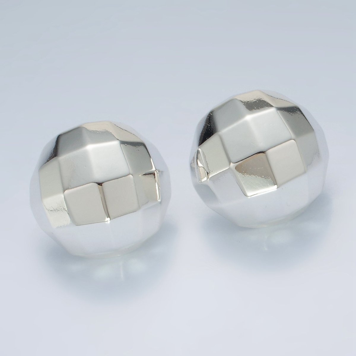 25mm Multifaceted Round Lightweight Stud Earrings in Gold & Silver | AD703 AD704