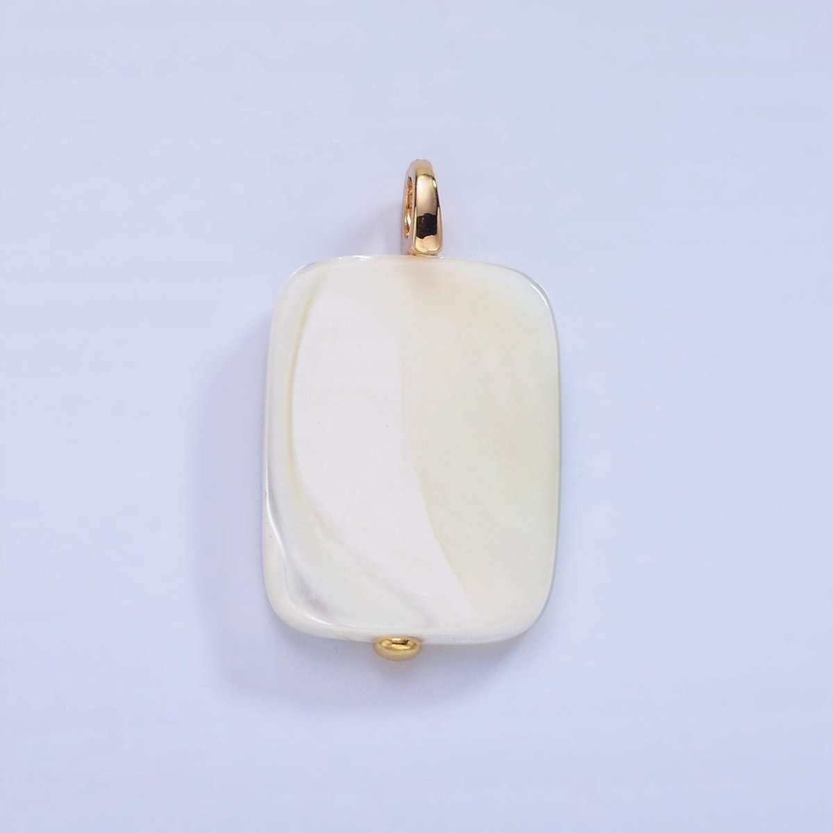 14K Gold Filled 25mm Rectangular Flat Shell Pearl Pendant | P1678 - DLUXCA