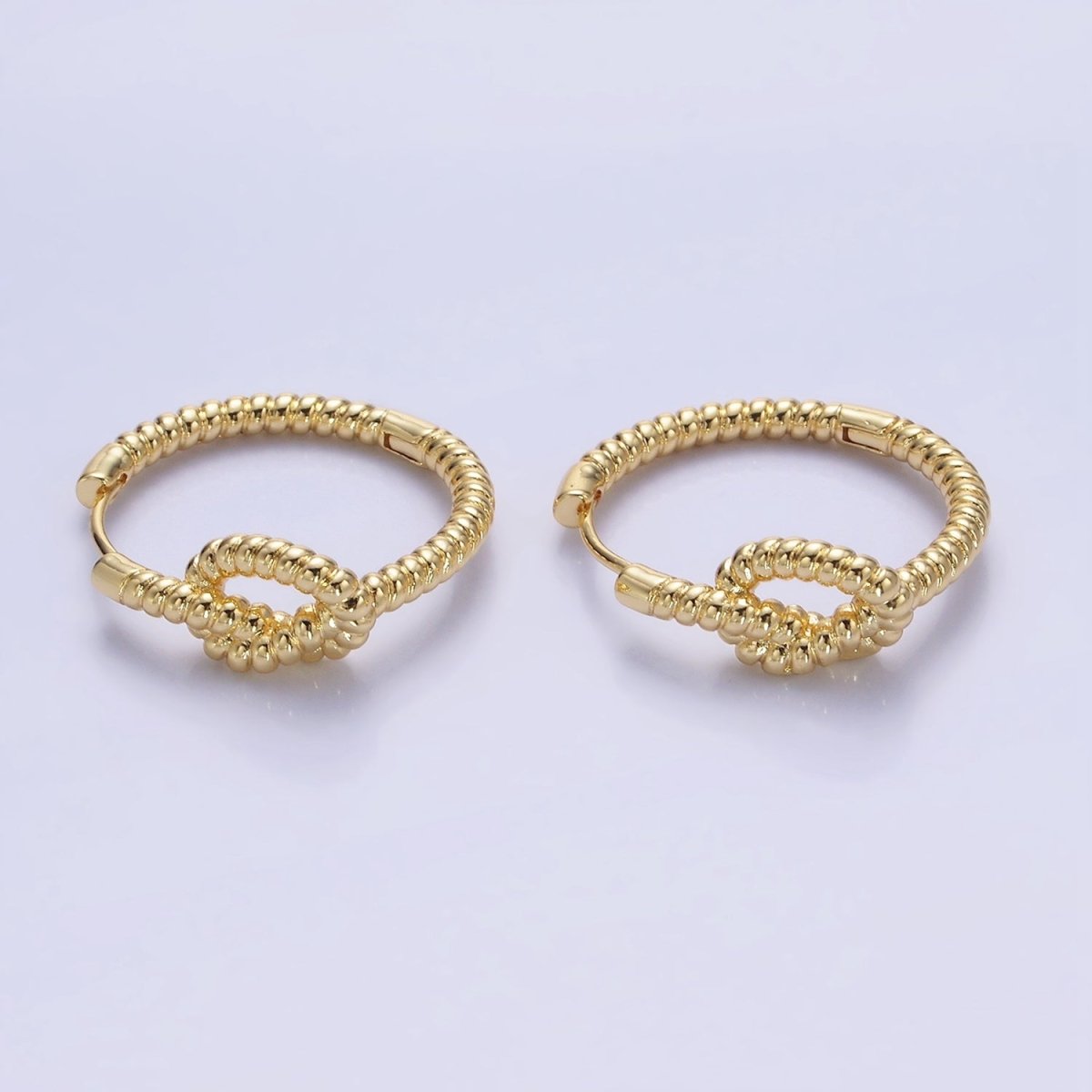 14K Gold Filled 25mm Rope Tied Croissant Huggie Earrings in Gold & Silver | AB1360 AB1361