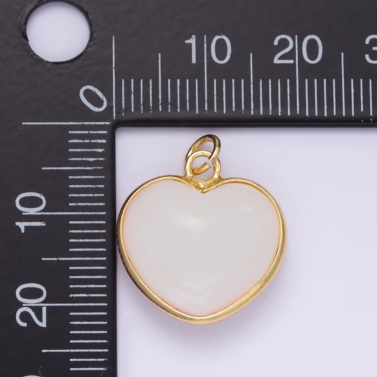 14K Gold Filled 25mm Shell Pearl Bezel Heart Pendant | D582