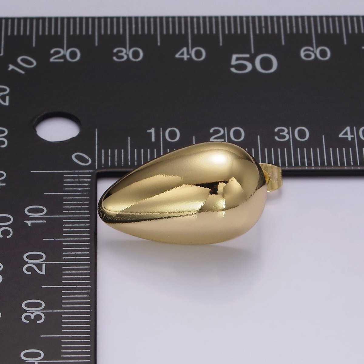 14K Gold Filled 25mm Teardrop Downwards Dome Minimalist Stud Earrings | AE328 - DLUXCA