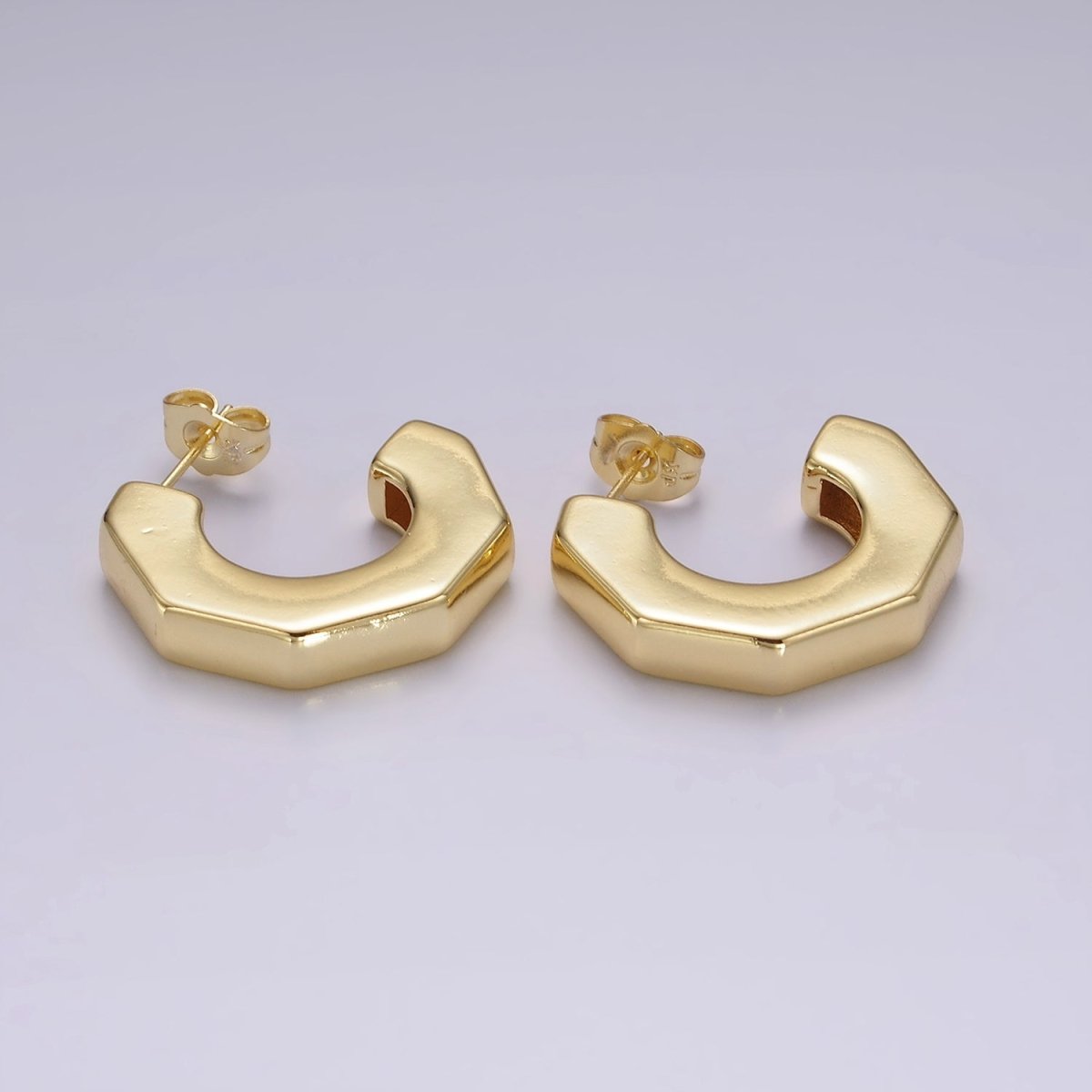 14K Gold Filled 26mm Hexagonal Geometric Hoop Earring | AE325 - DLUXCA