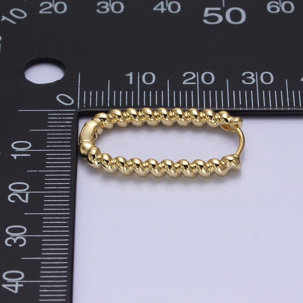 14K Gold Filled 27.5mm Twisted Croissant Oblong U-Shaped Hoop Earrings | AD1278 - DLUXCA