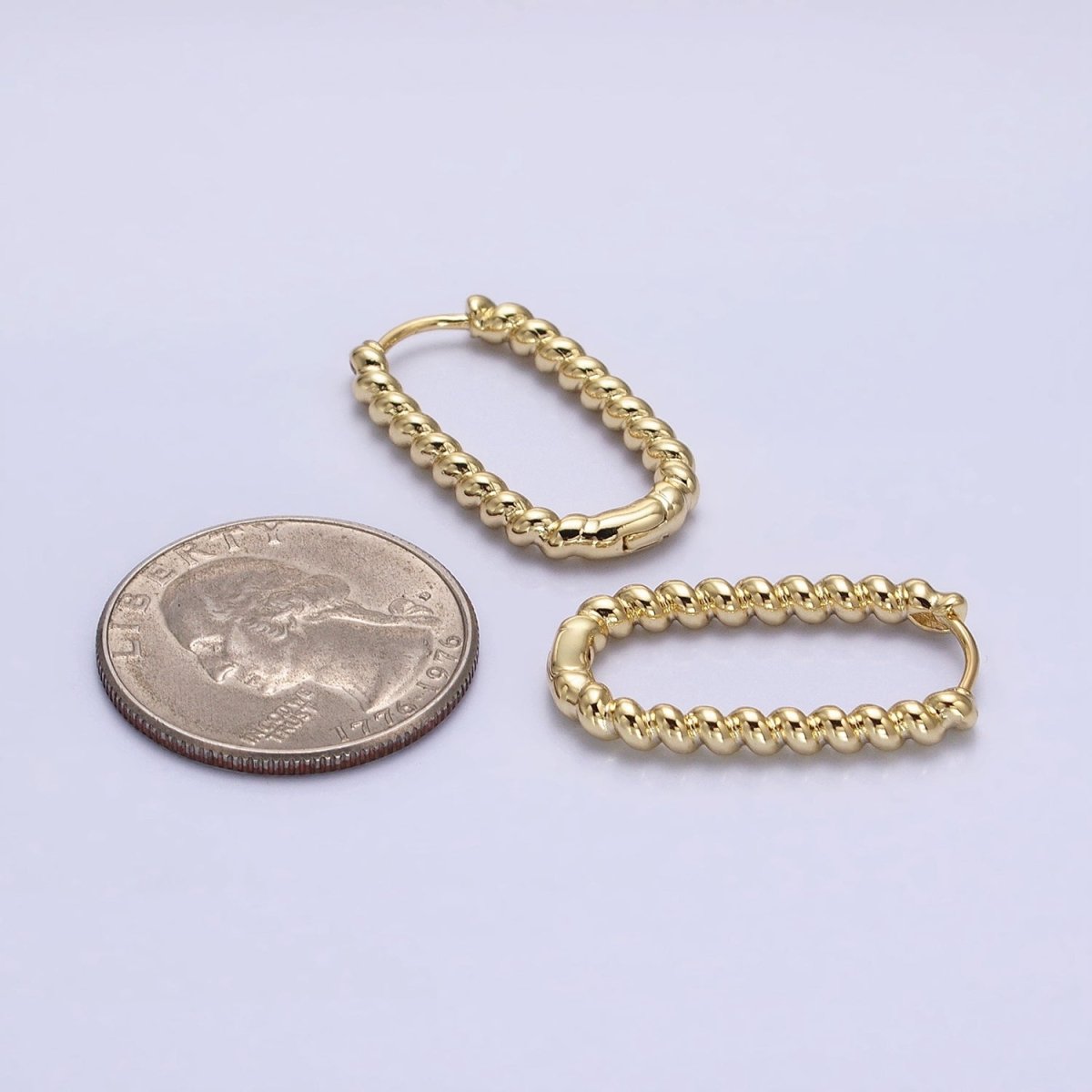 14K Gold Filled 27.5mm Twisted Croissant Oblong U-Shaped Hoop Earrings | AD1278 - DLUXCA