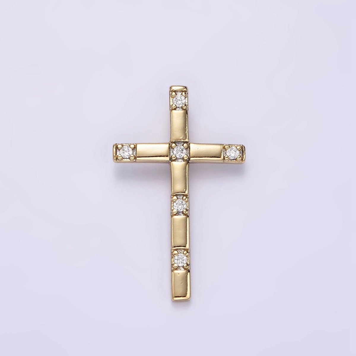 14K Gold Filled 27mm CZ Religious Cross Back Bail Pendant | AA724 - DLUXCA