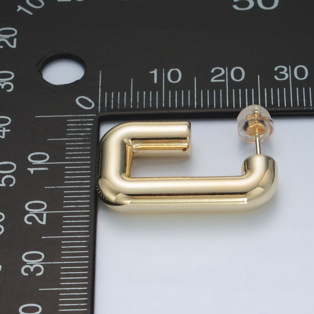 27mm Lightweight Minimalist J-Shaped Hoop Earrings in Gold & Silver | AD705 AD706