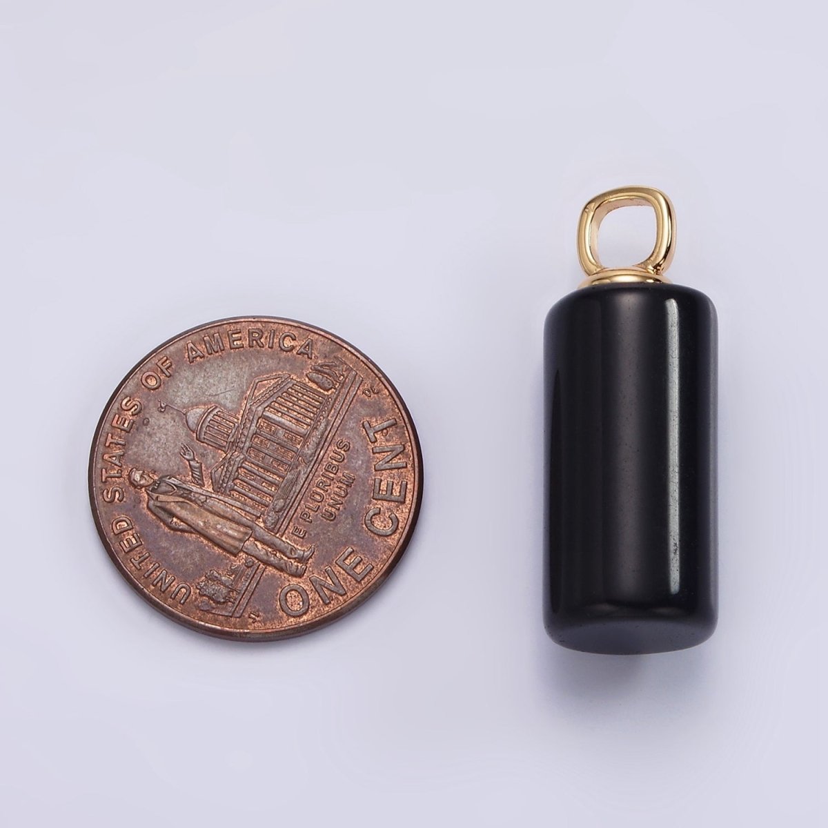 14K Gold Filled 27mm Tube Natural Gemstone Drop Pendant | N1963 - N1968