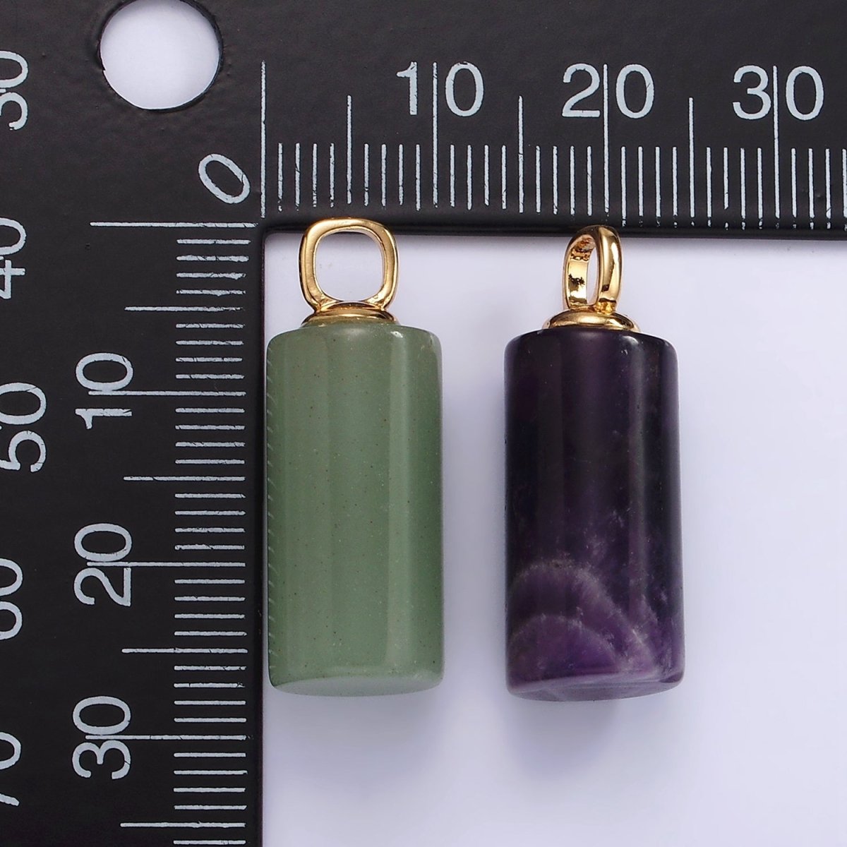 14K Gold Filled 27mm Tube Natural Gemstone Drop Pendant | N1963 - N1968