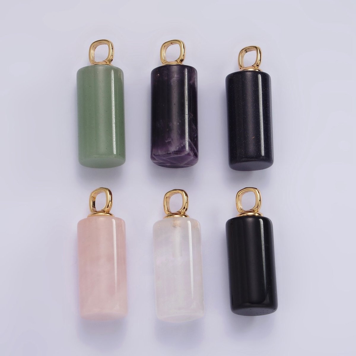 14K Gold Filled 27mm Tube Natural Gemstone Drop Pendant | N1963 - N1968