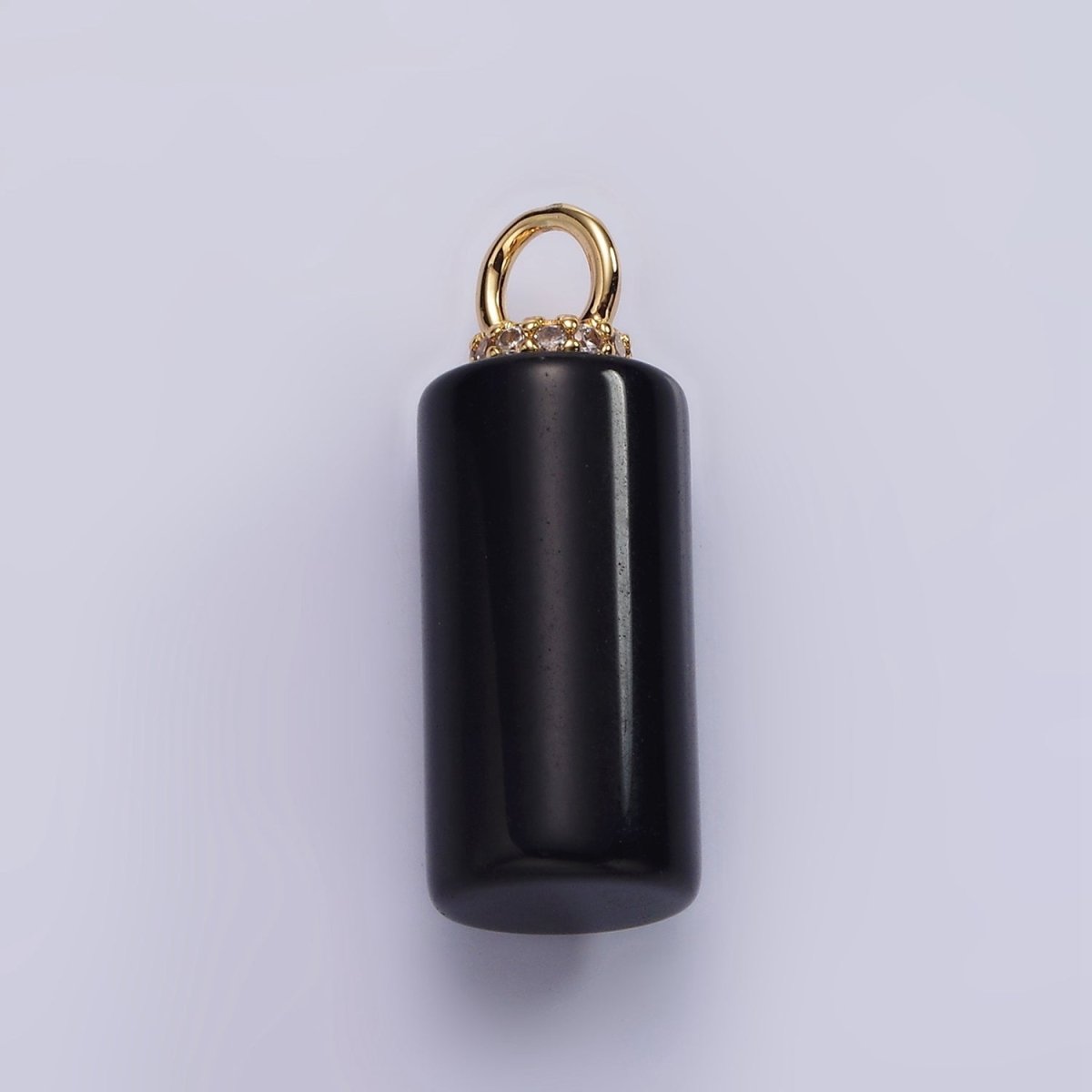 14K Gold Filled 27mm Tube Natural Gemstone Micro Paved CZ Drop Pendant | AG430 - AG435