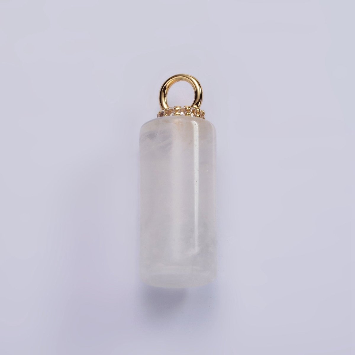 14K Gold Filled 27mm Tube Natural Gemstone Micro Paved CZ Drop Pendant | AG430 - AG435