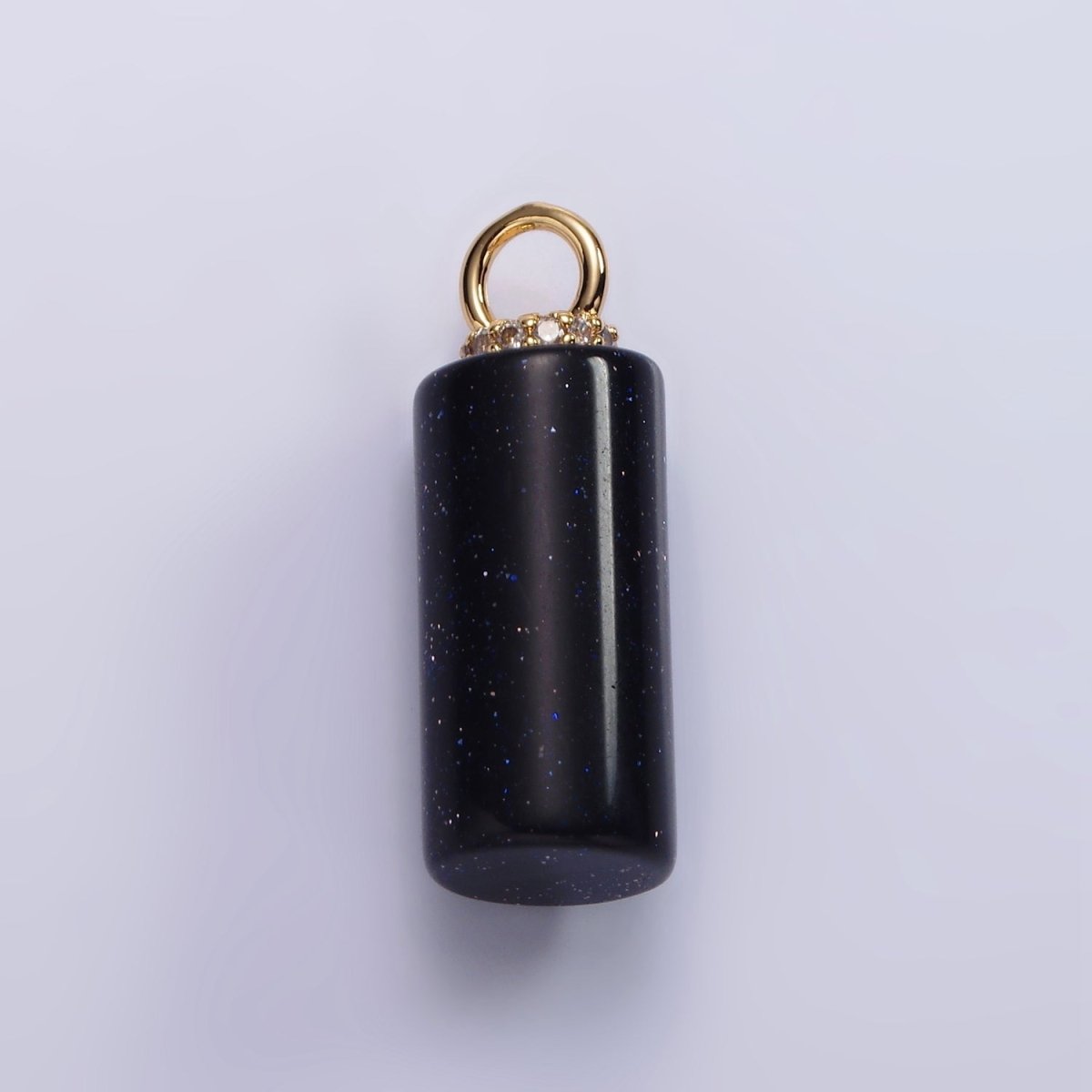 14K Gold Filled 27mm Tube Natural Gemstone Micro Paved CZ Drop Pendant | AG430 - AG435