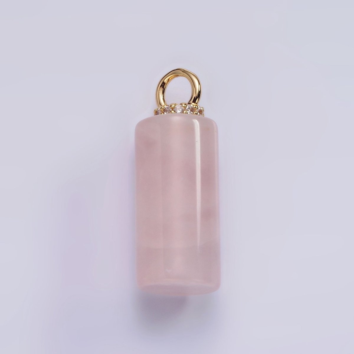 14K Gold Filled 27mm Tube Natural Gemstone Micro Paved CZ Drop Pendant | AG430 - AG435