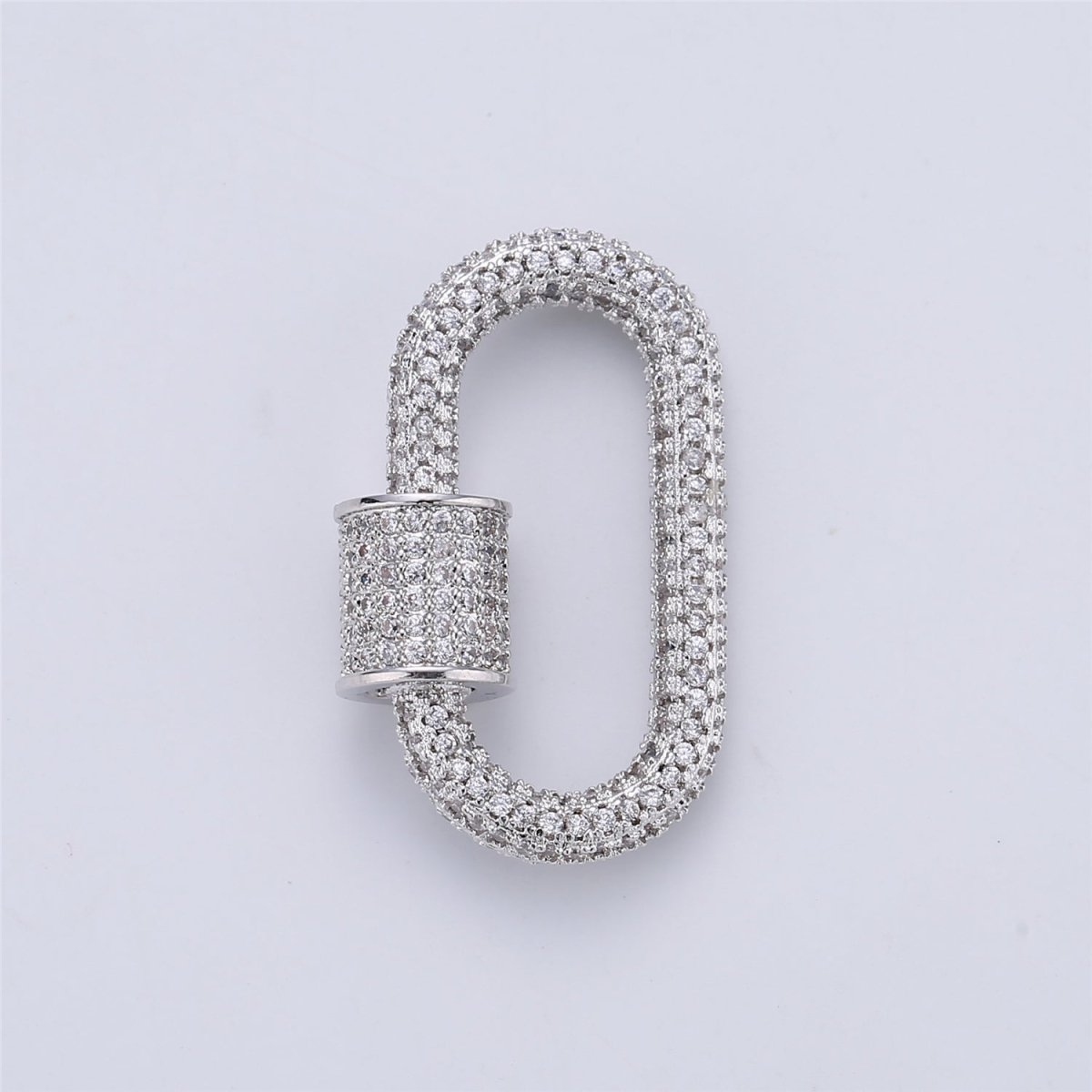 14K Gold Filled 28.5mm Clear Micro Paved CZ Carabiner Closure Jewelry Findings Supply in Gold & Silver | L-254