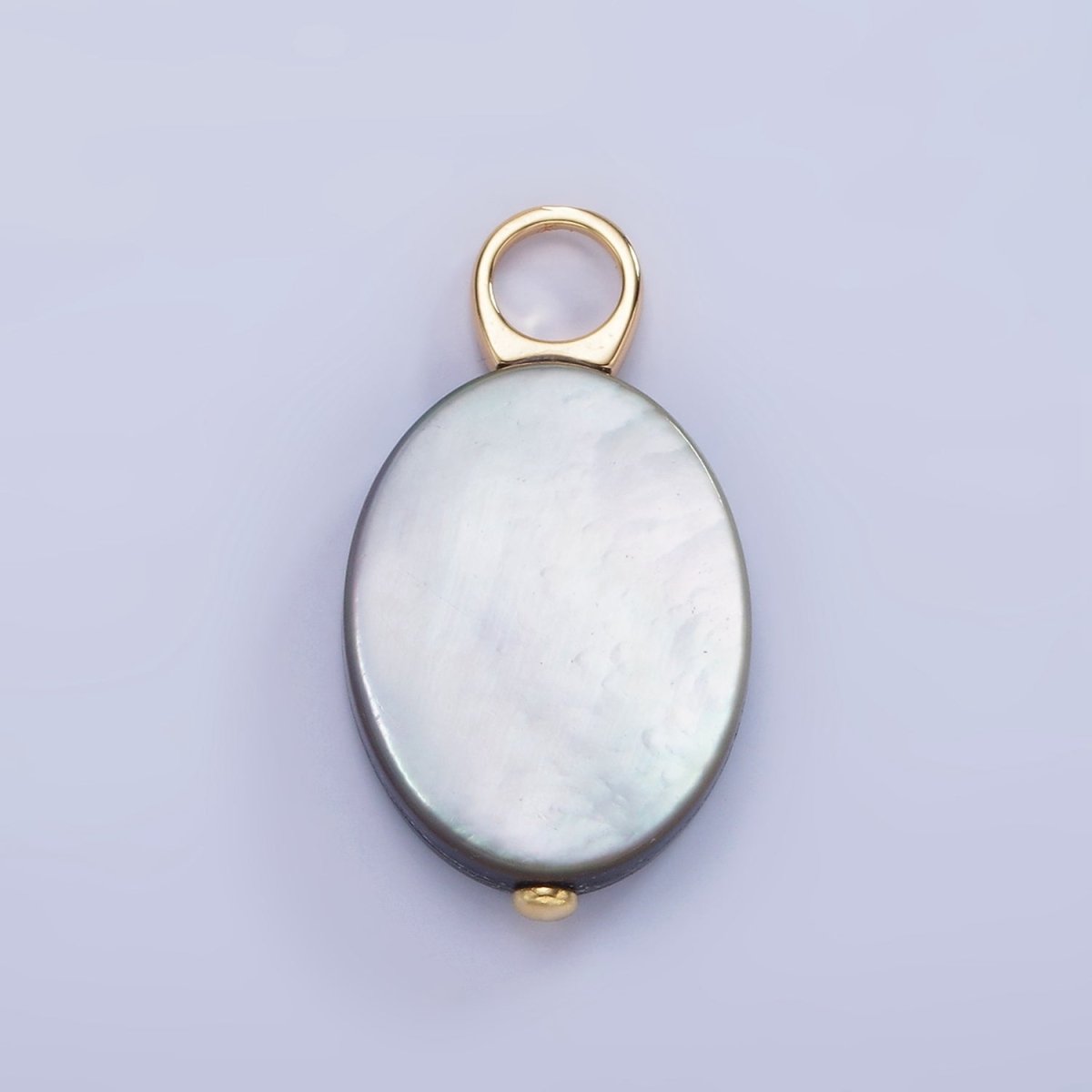 14K Gold Filled 28mm Black Tahitian Shell Pearl Oval Flat Pendant | P1679 - DLUXCA
