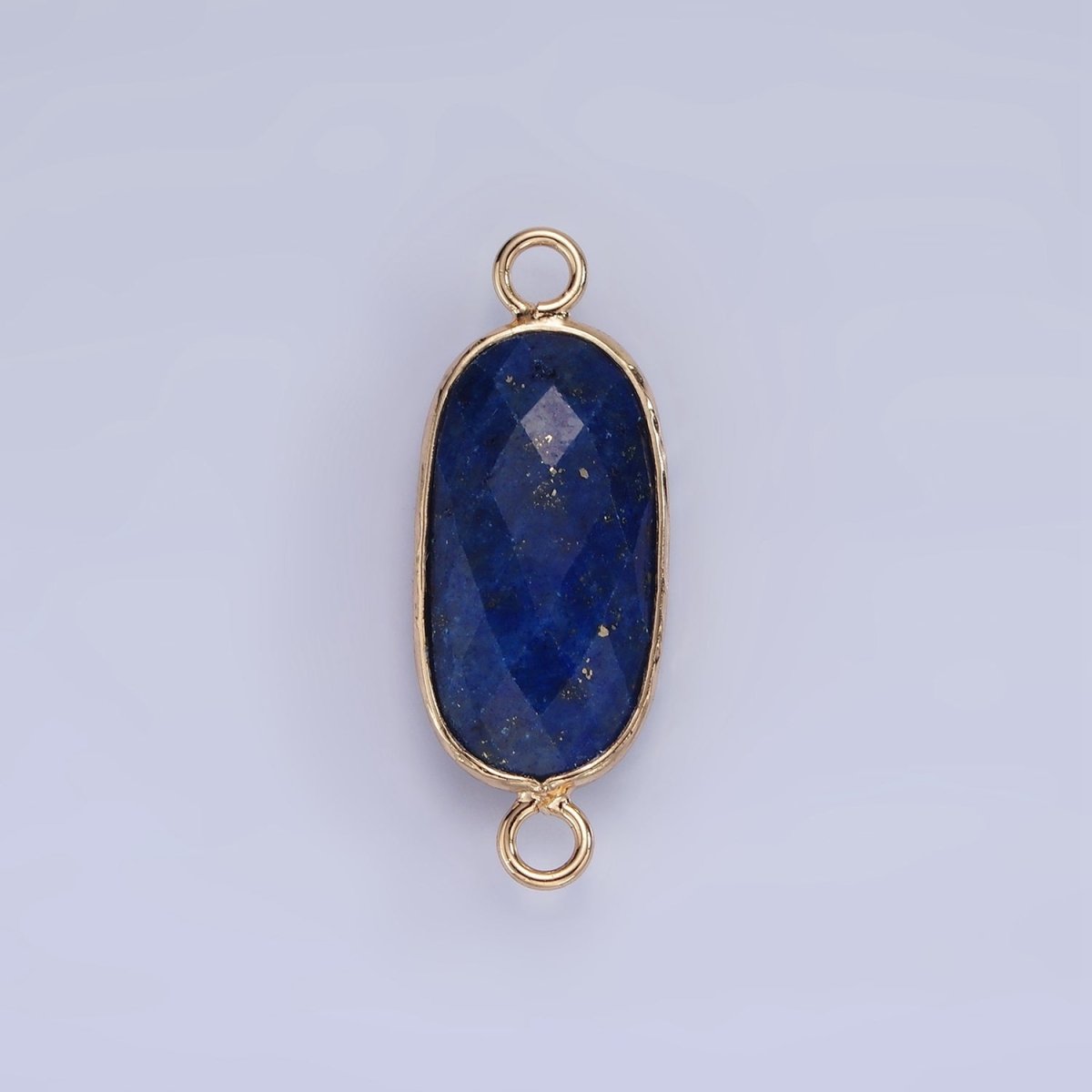 14K Gold Filled 29.2mm Natural Gemstone Oval Multifaceted Charm Connector | G014 - G022