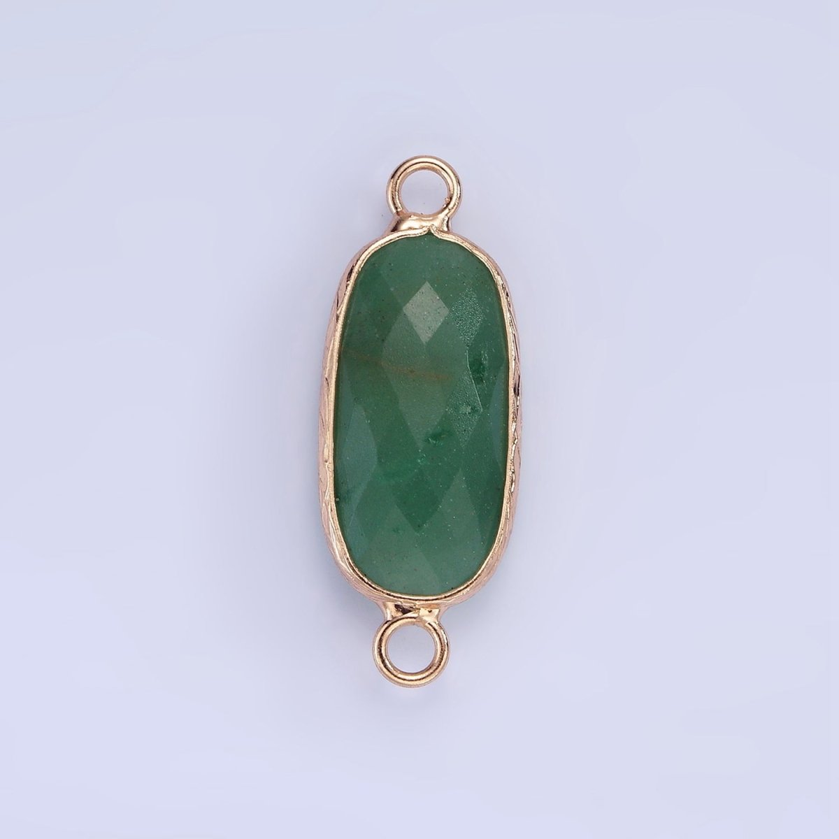 14K Gold Filled 29.2mm Natural Gemstone Oval Multifaceted Charm Connector | G014 - G022