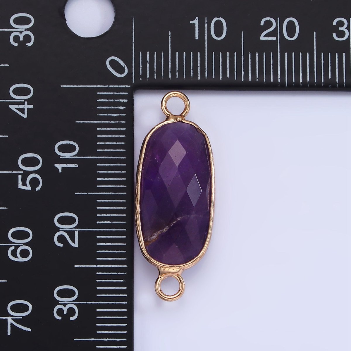 14K Gold Filled 29.2mm Natural Gemstone Oval Multifaceted Charm Connector | G014 - G022