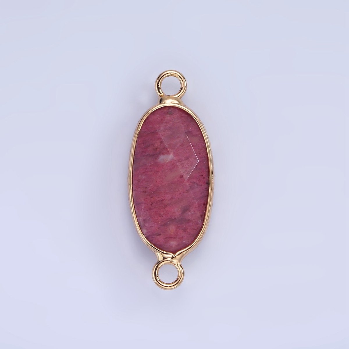 14K Gold Filled 29.2mm Natural Gemstone Oval Multifaceted Charm Connector | G014 - G022