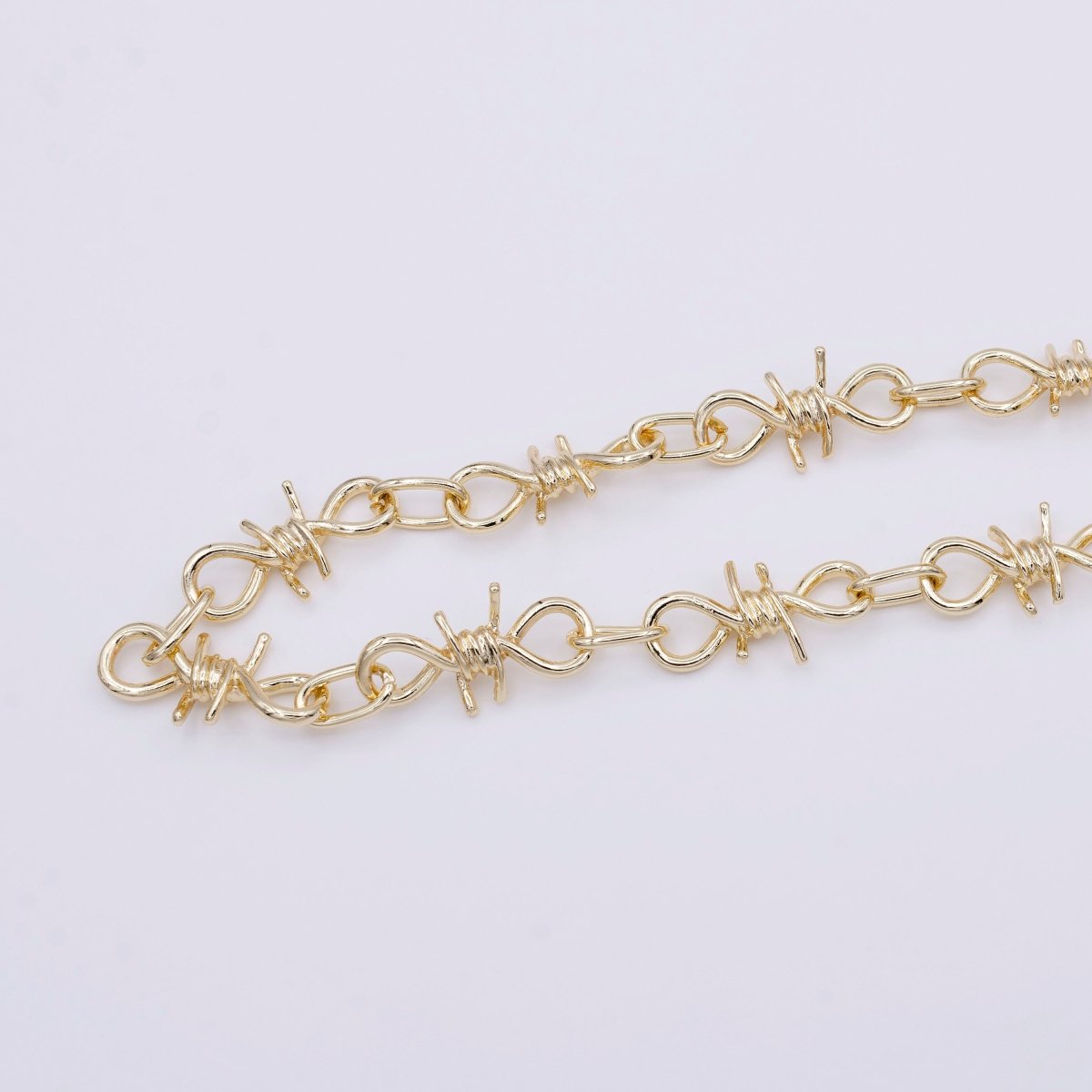 14K Gold Plated 29.3mm x 15.2mm Barbed Wire Gold Chain, Silver, Black Twist Designed Wholesale Chain (LARGE) | ROLL-957, ROLL-958, ROLL-959 Clearance Pricing