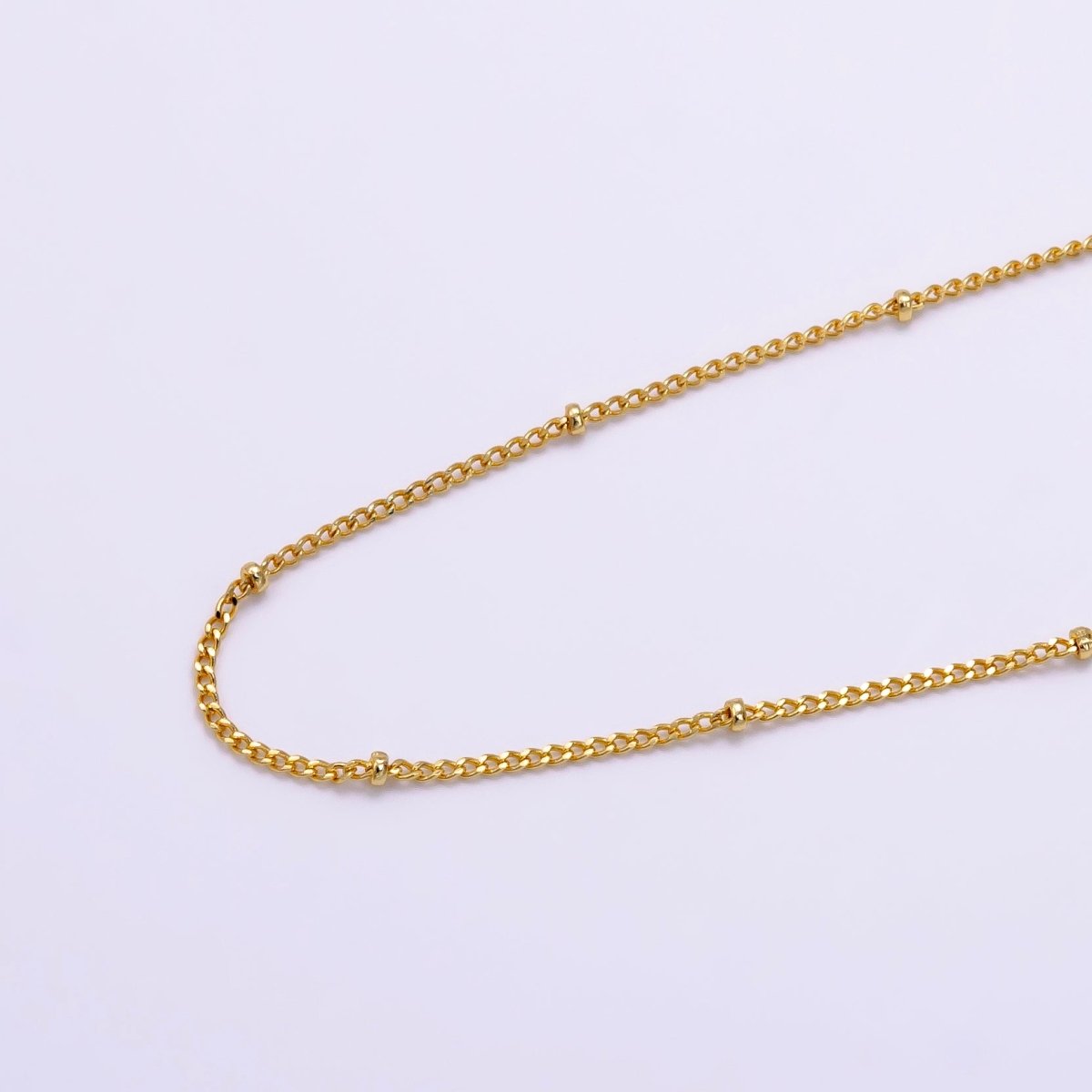 14K Gold Filled 2mm Satellite Curb Chain 16 Inch Necklace w. Extender in Gold & Silver | WA-2451 WA-2452