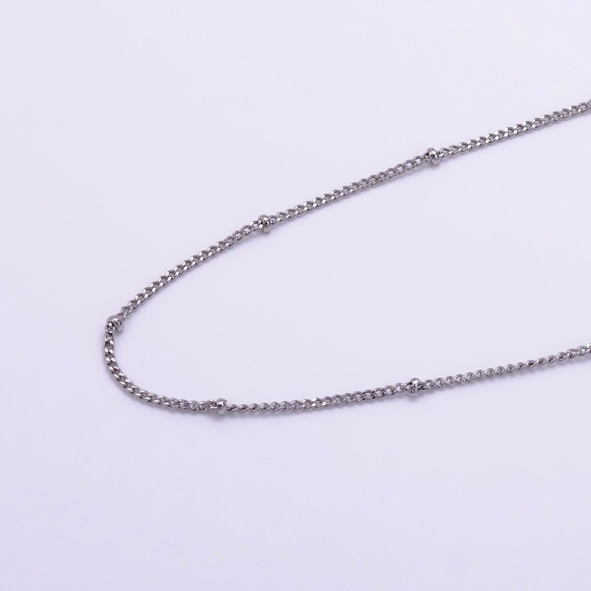 14K Gold Filled 2mm Satellite Curb Chain 16 Inch Necklace w. Extender in Gold & Silver | WA-2451 WA-2452