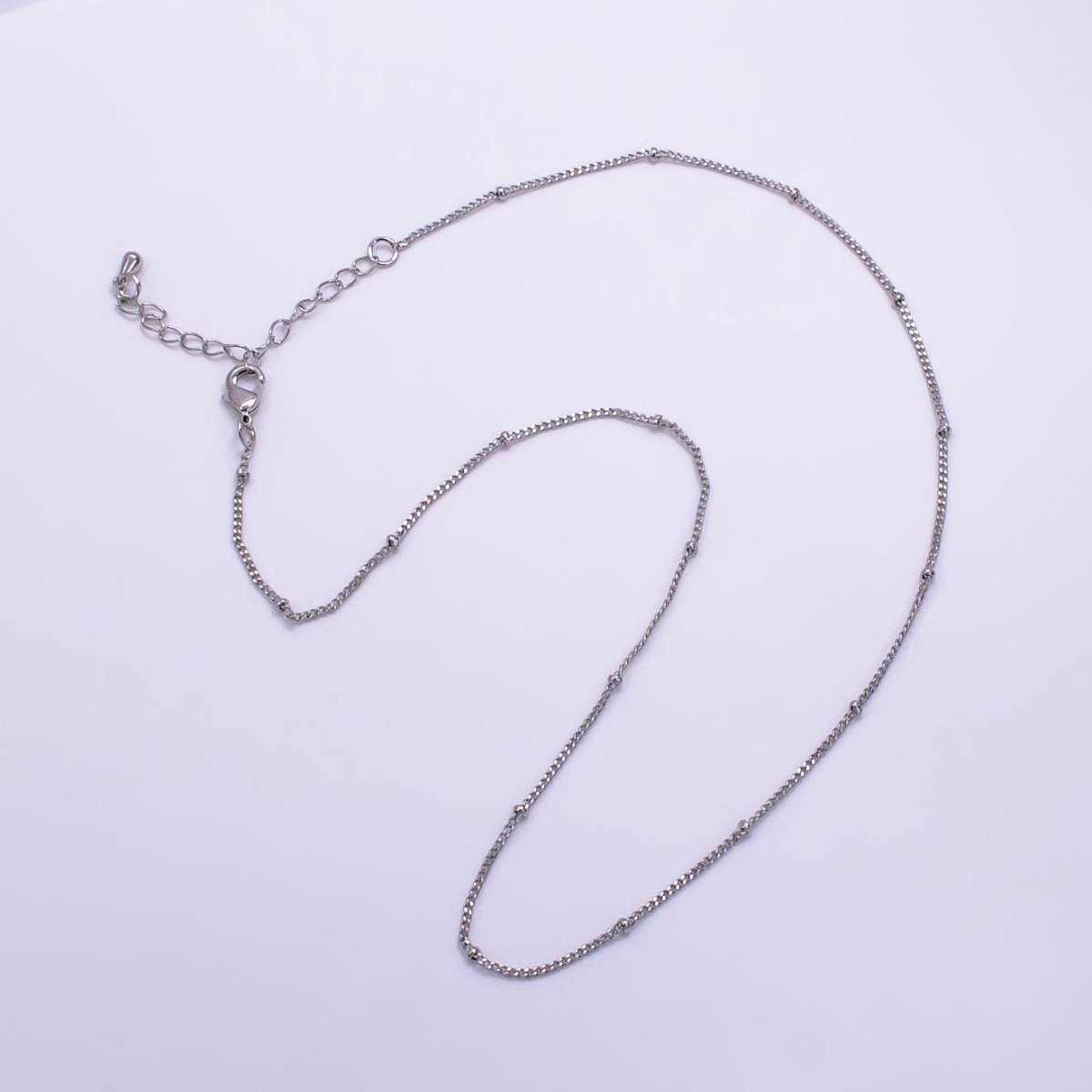 14K Gold Filled 2mm Satellite Curb Chain 16 Inch Necklace w. Extender in Gold & Silver | WA-2451 WA-2452