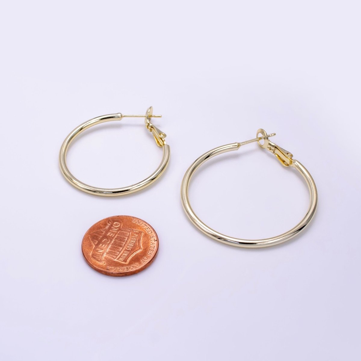 14K Gold Filled 30mm, 35mm Minimalist Hinge Hoop Earrings | V076 V077