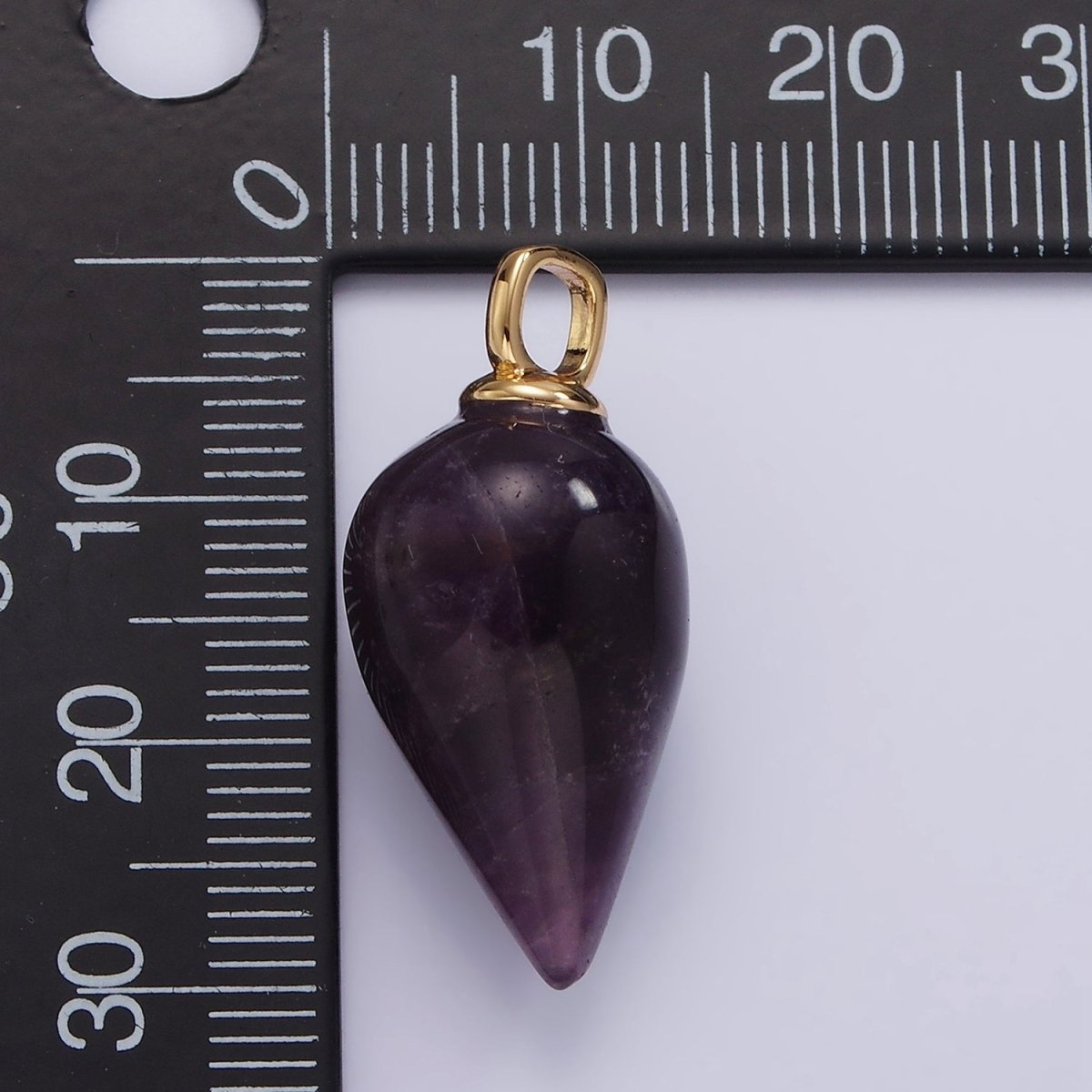 14K Gold Filled 30mm Amethyst Gemstone Teardrop Minimalist Pendant | AC807 - DLUXCA