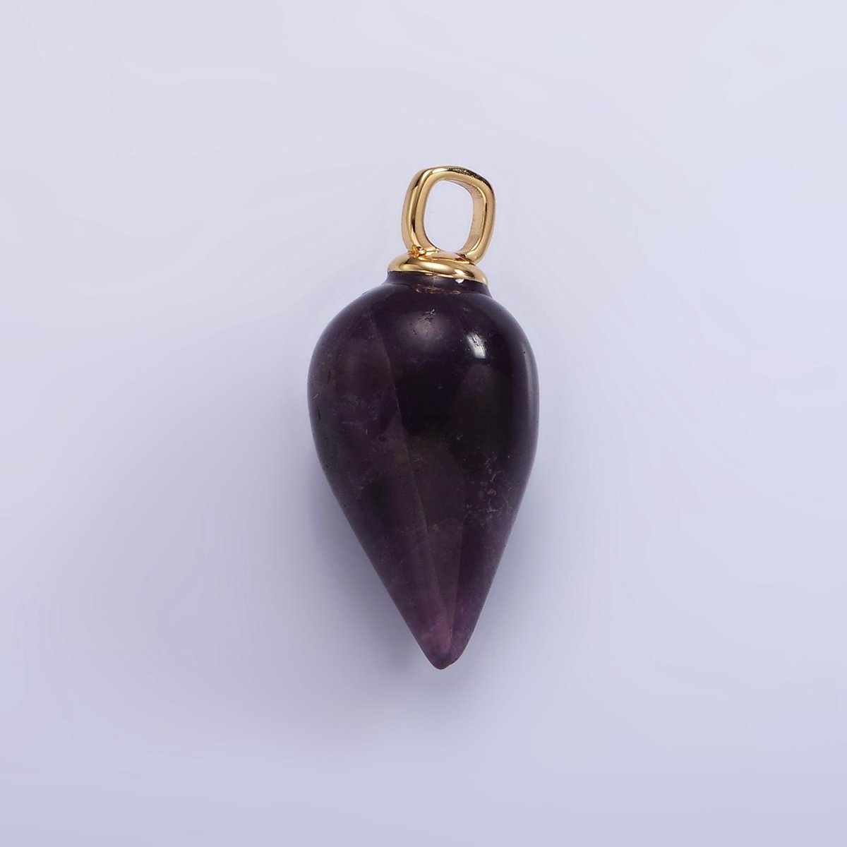 14K Gold Filled 30mm Amethyst Gemstone Teardrop Minimalist Pendant | AC807 - DLUXCA