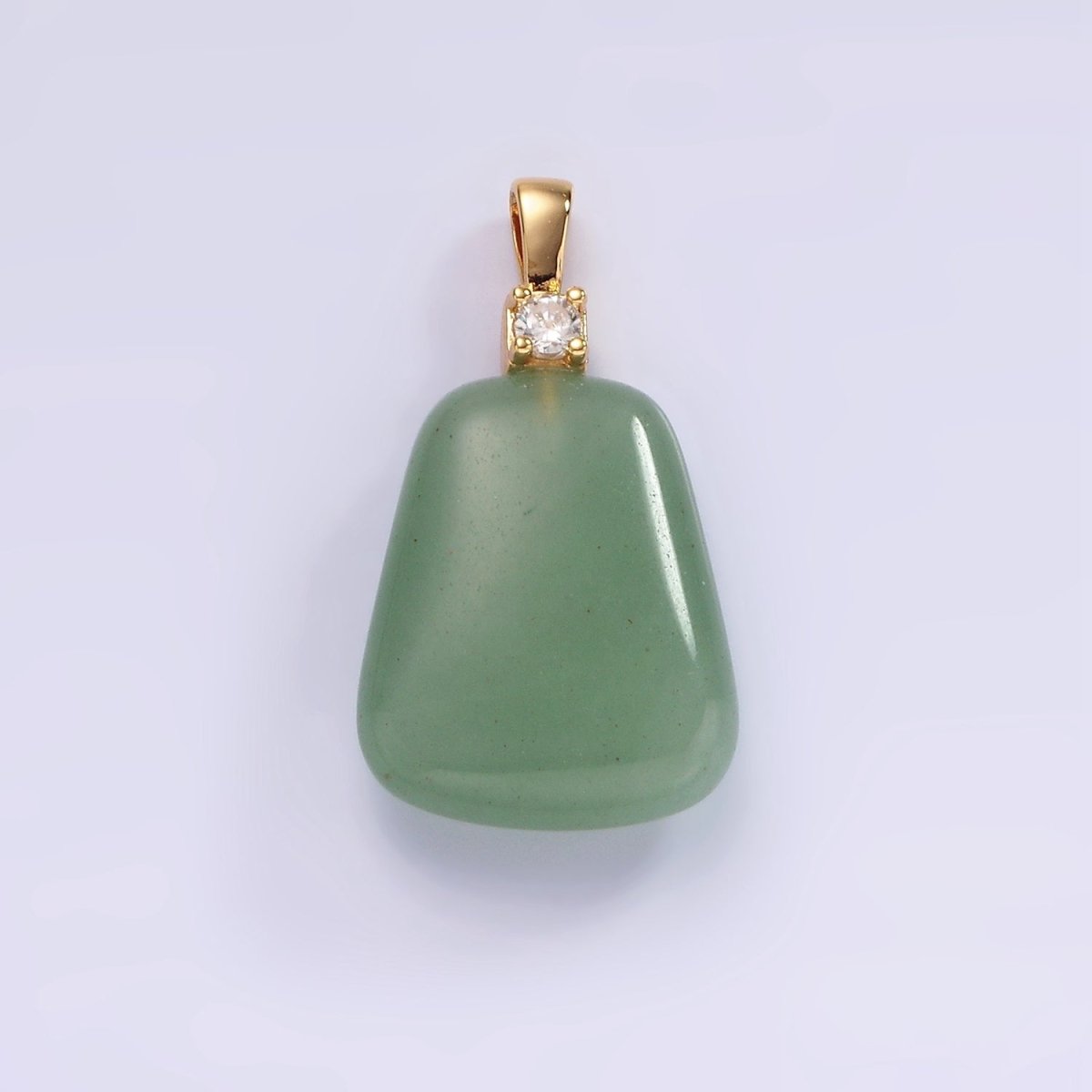 14K Gold Filled 30mm Aventurine, Clear Quartz, Amethyst, Rose Quartz CZ Bail Pendant | N2019 - N2025