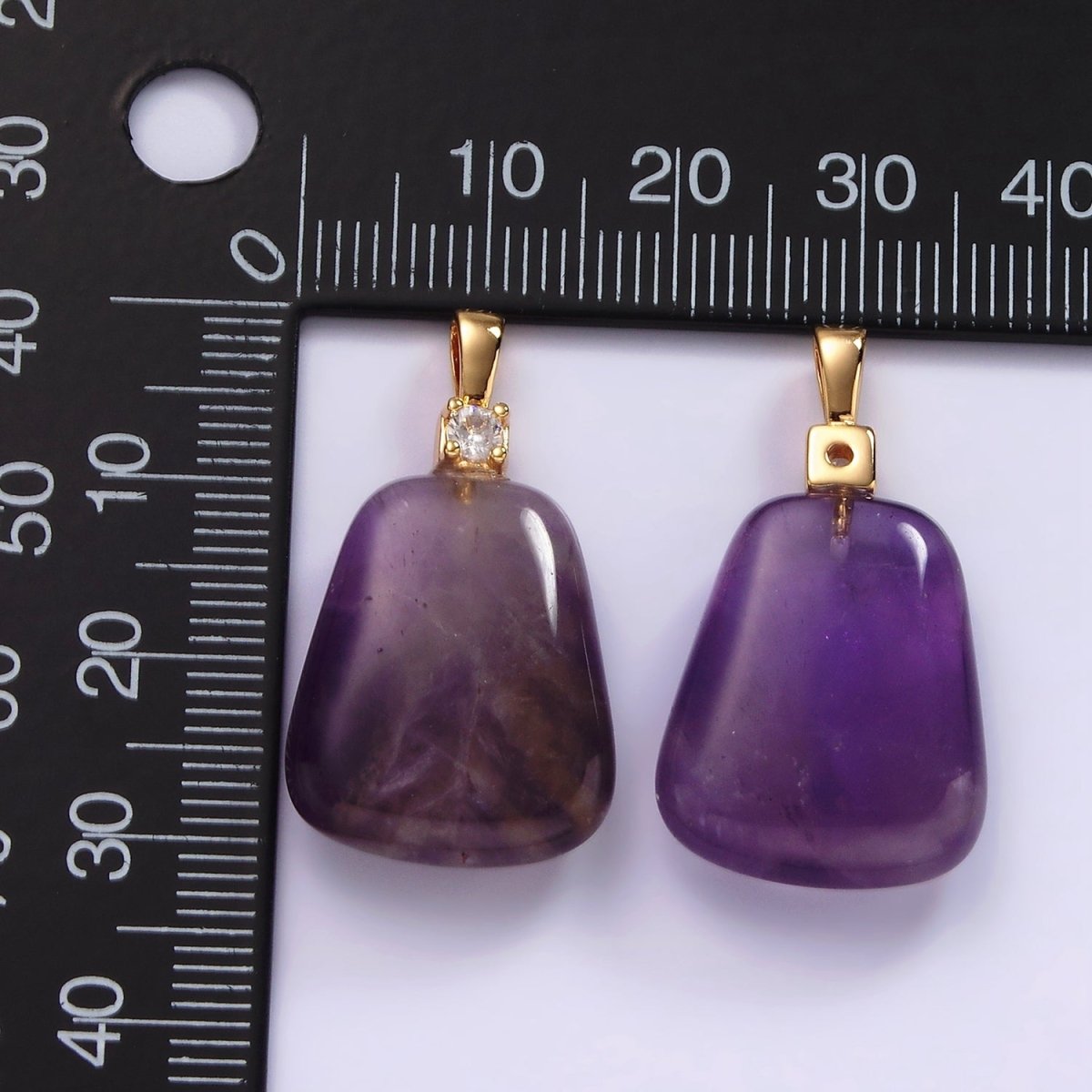 14K Gold Filled 30mm Aventurine, Clear Quartz, Amethyst, Rose Quartz CZ Bail Pendant | N2019 - N2025