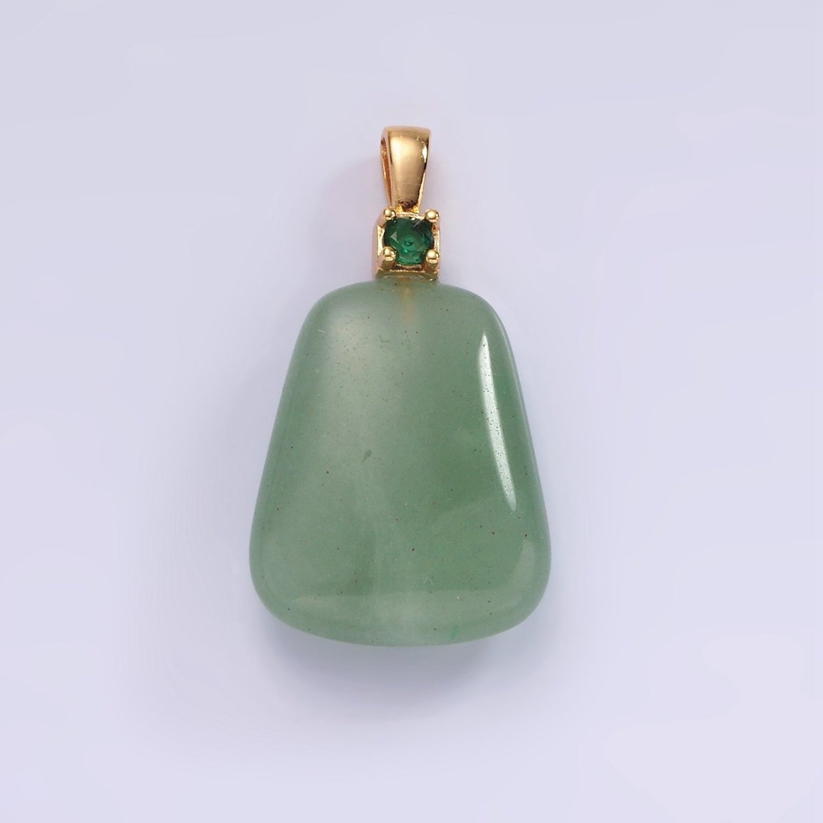 14K Gold Filled 30mm Aventurine, Clear Quartz, Amethyst, Rose Quartz CZ Bail Pendant | N2019 - N2025